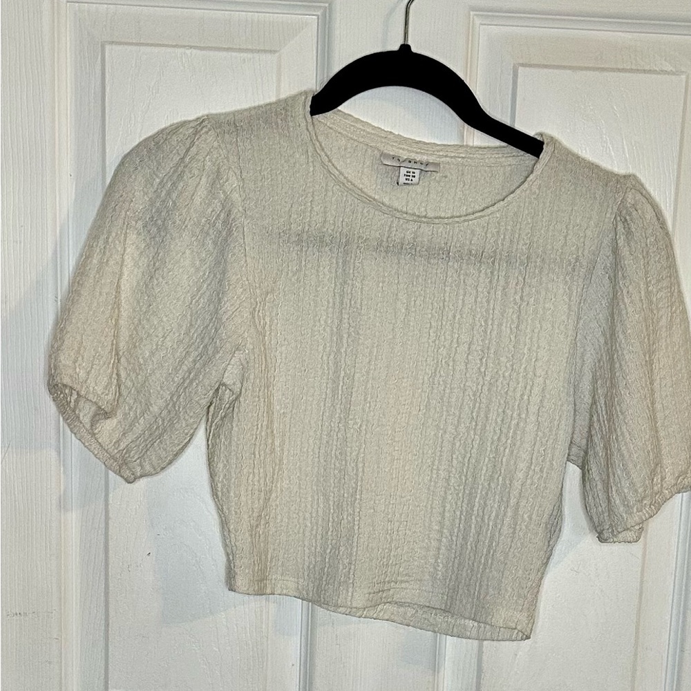 Topshop Cream Textured Crop Top
